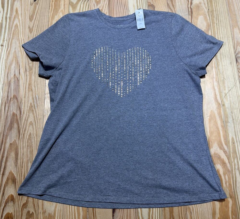 LANE BRYANT TOP NWT Plus Size 18-20 Silver Sequin Gray T Shirt